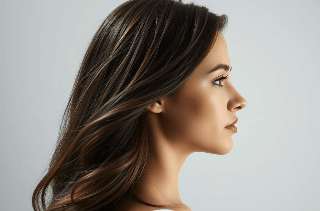 Fotorafie einer jungen Dame im Seitenprofil